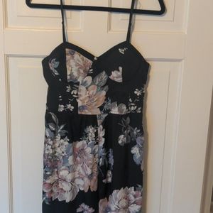 Black floral wide leg jumpsuit